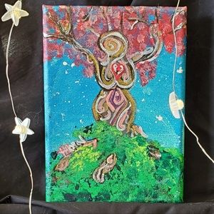 5x7 Original Acrylic Painting "Love Tree"